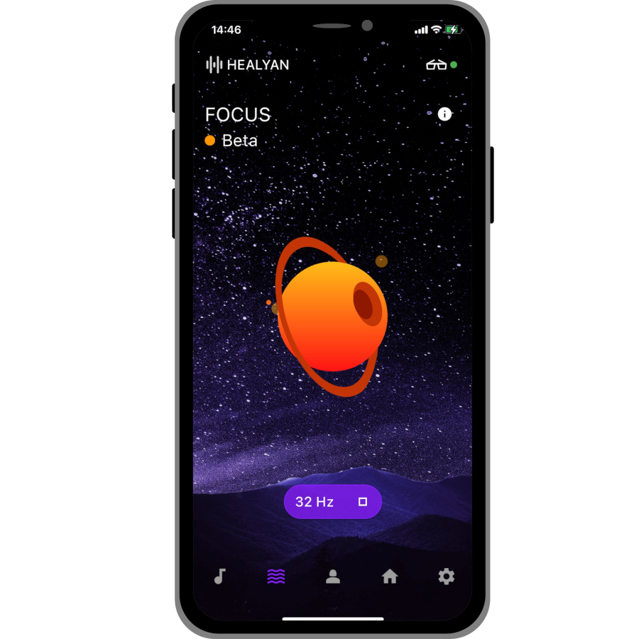App showing the beta wave range as selected experience
