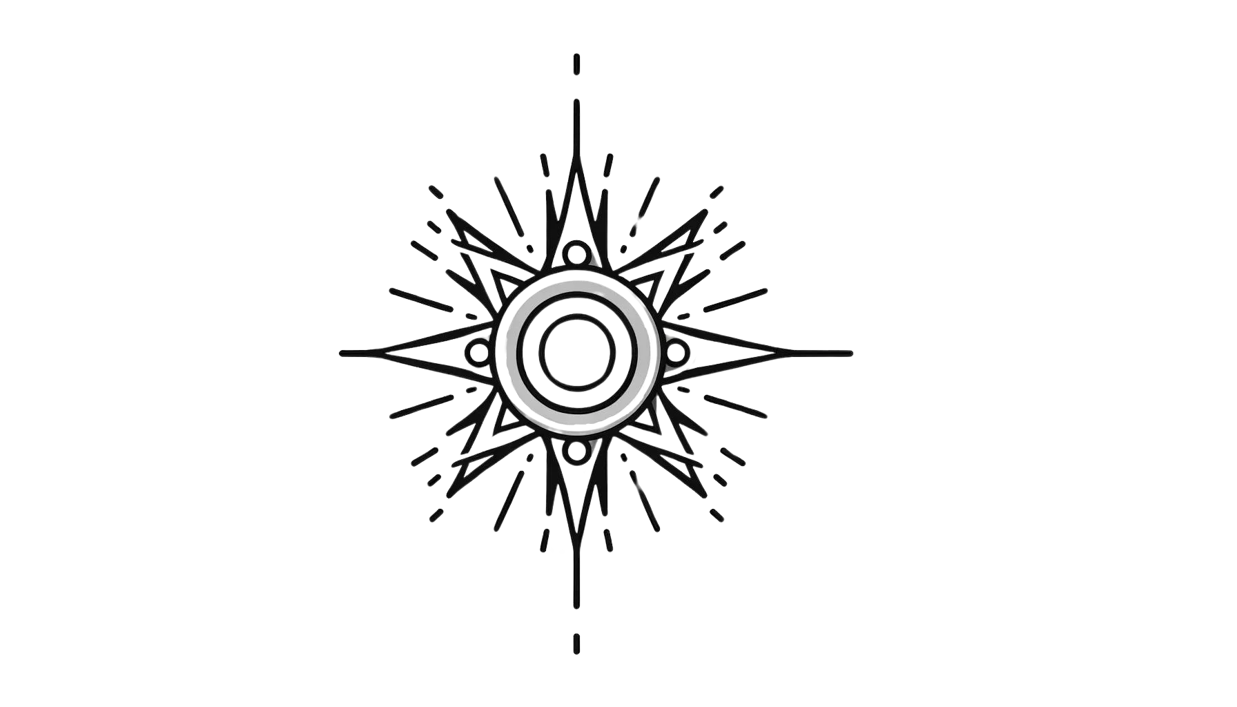 Sun with circles and beaming sun rays
