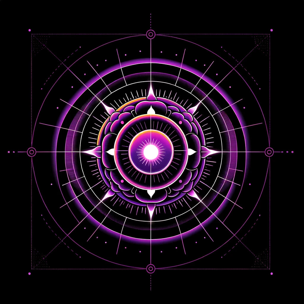 Purple and white celestial mandala geometry pattern
